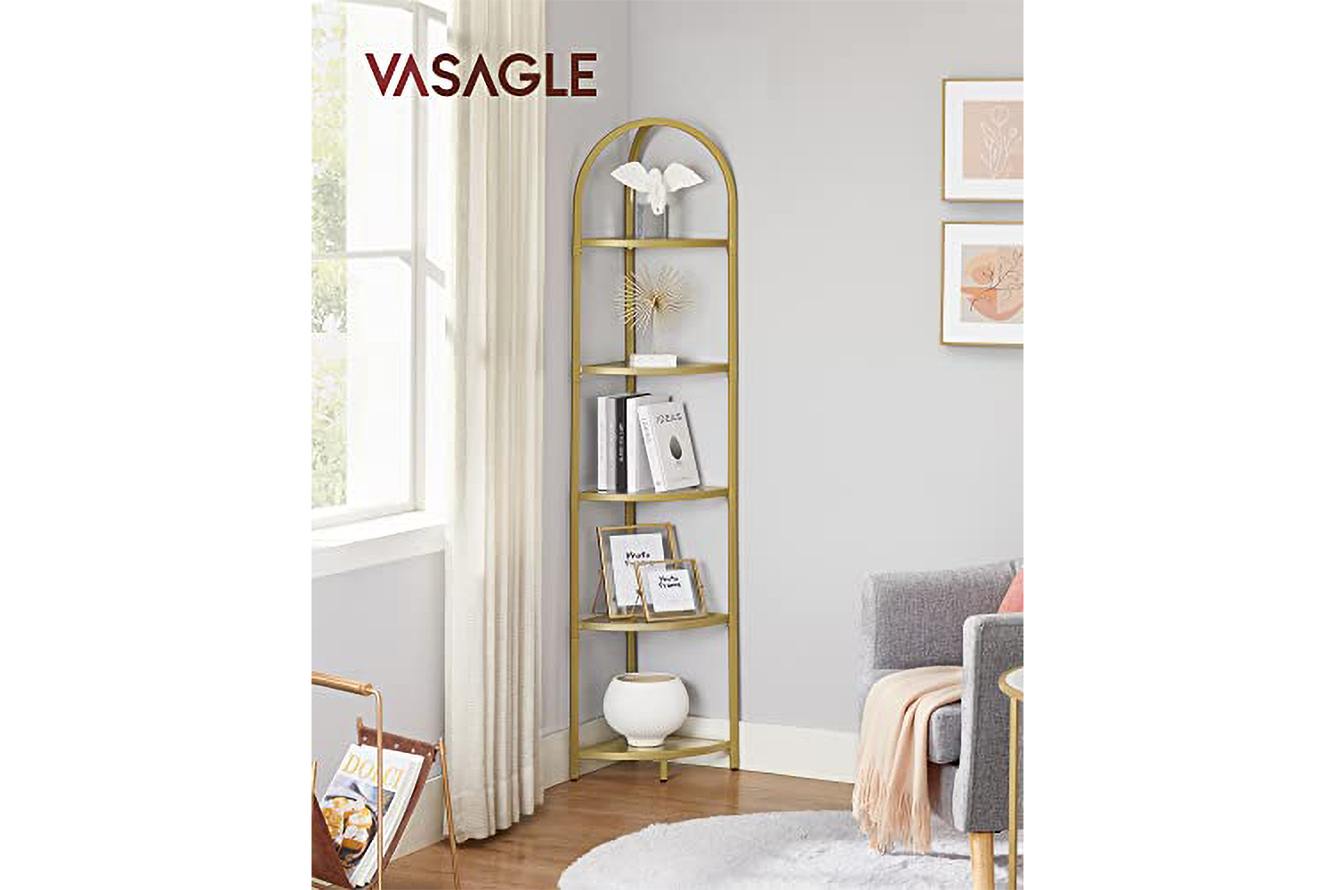 Vasagle Corner Ladder Shelves | 5 Shelves | Golden