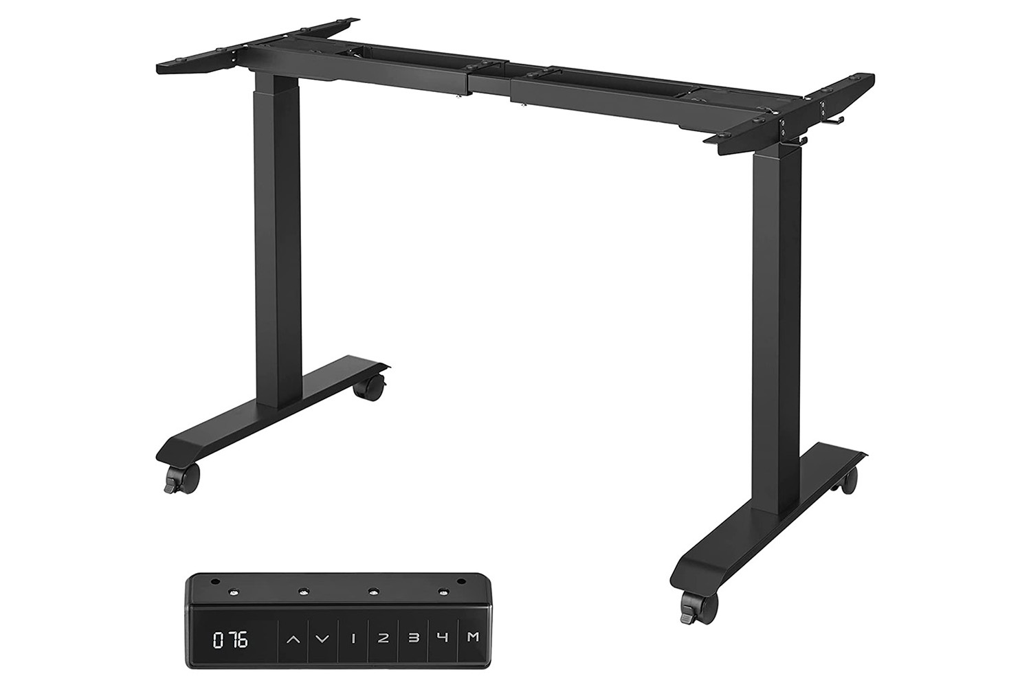 Songmics Height Adjustable Electric Desk Stand with Double Motor | Black | 60 x 175 cm