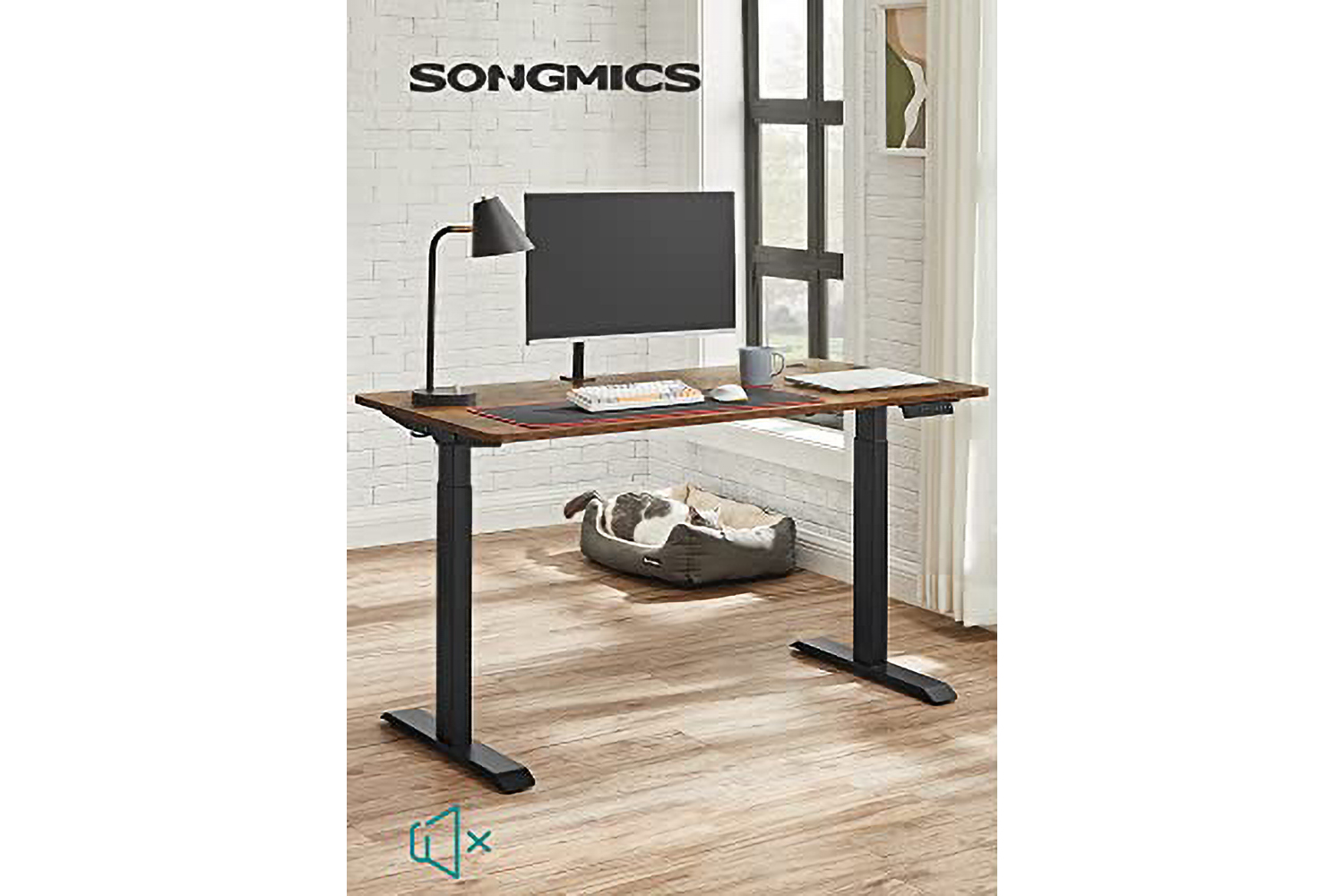Songmics Height Adjustable Electric Desk Stand with Double Motor | Black | 60 x 175 cm