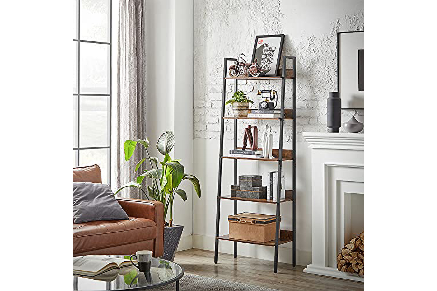 Vasagle Ladder Shelf | 5 Shelves | Vintage Brown/Black