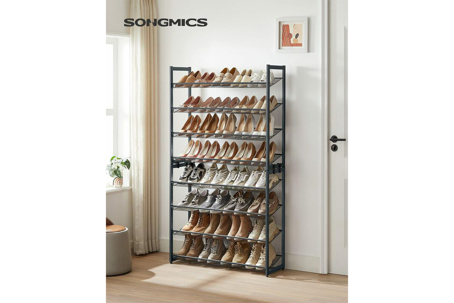 Songmics Adjustable Flat Shoe Rack | Cool Grey
