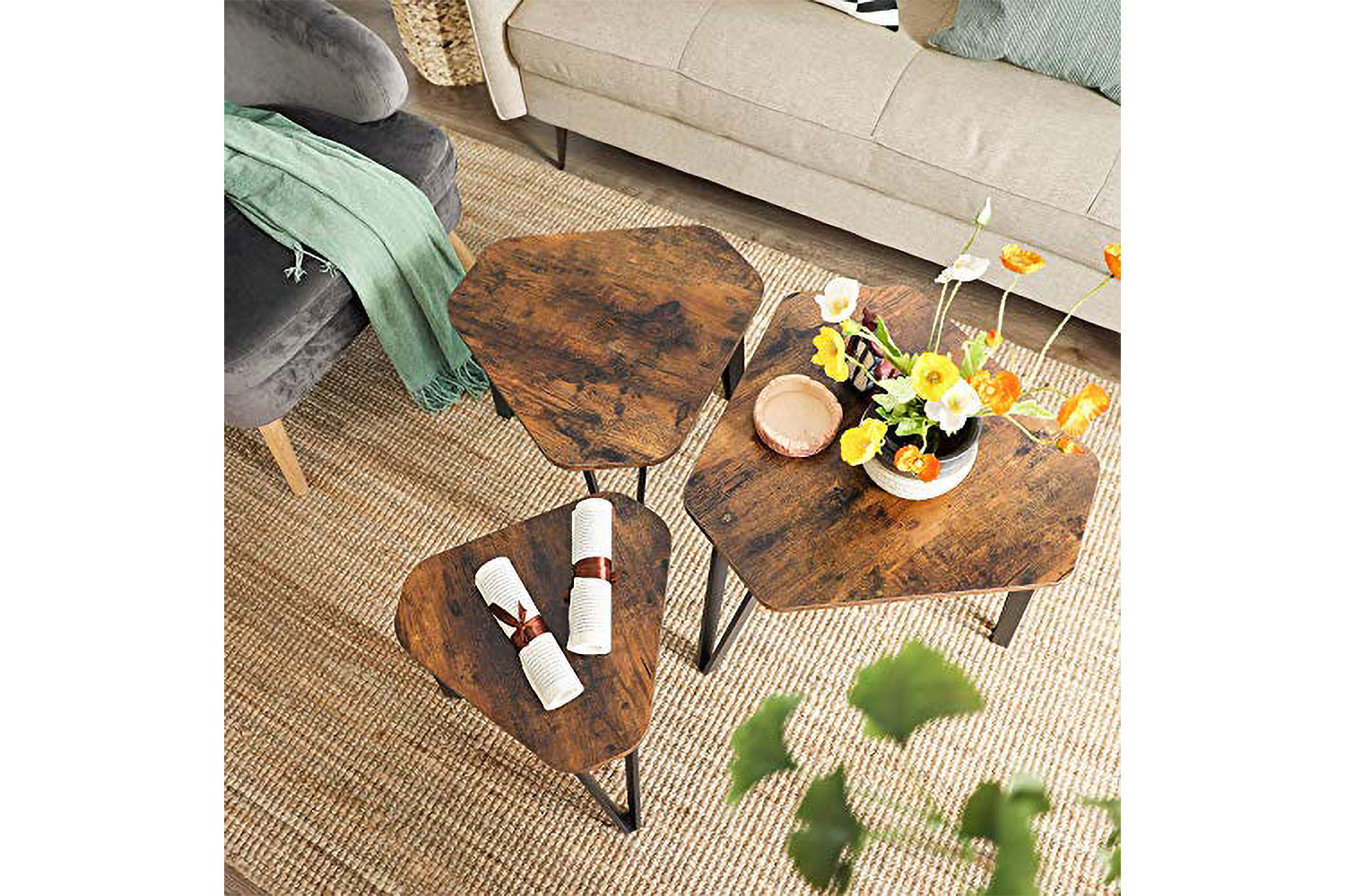 Vasagle Nesting Coffee Table | Set of 3 | Rustic Brown/Black