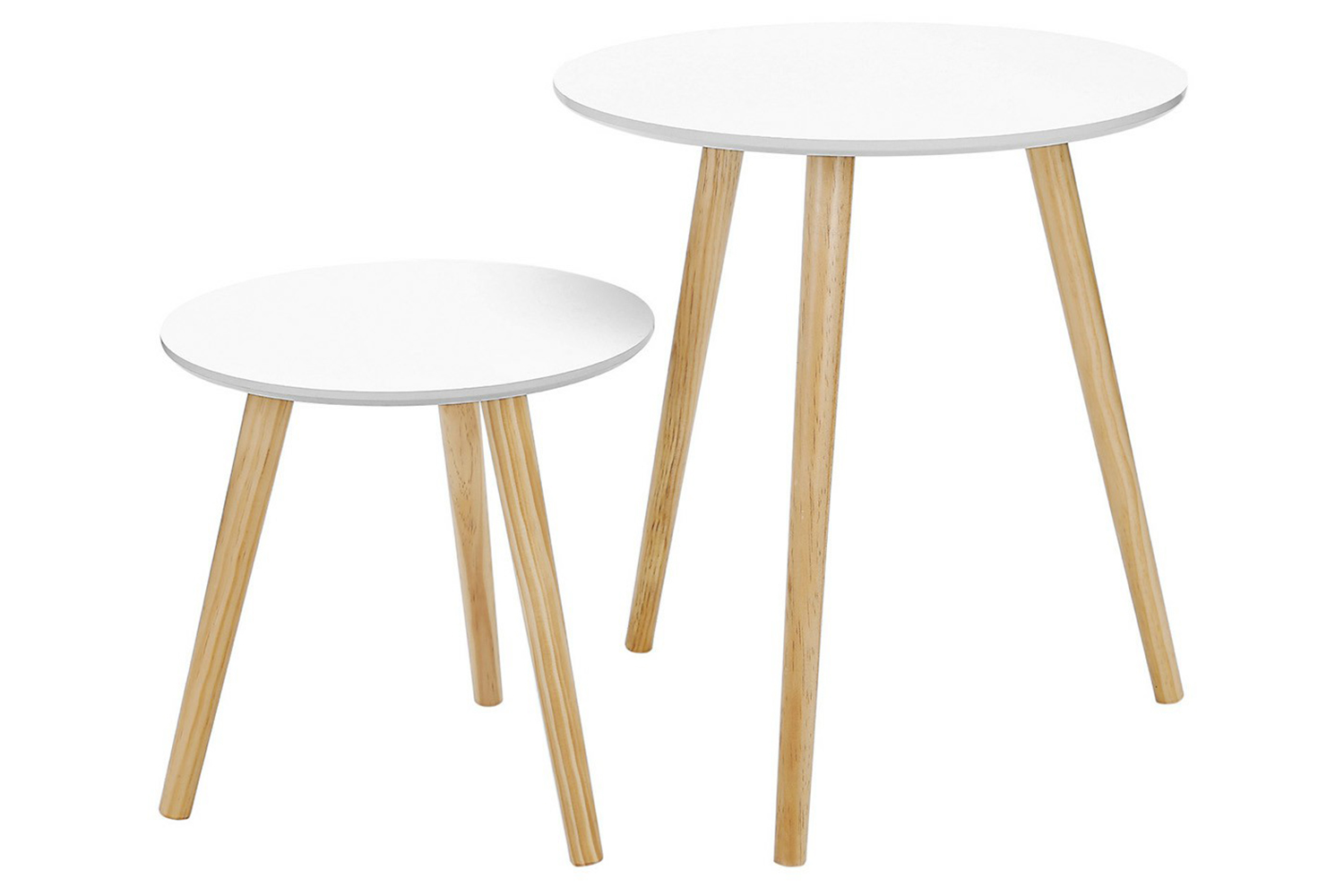 Vasagle Nesting Round Side Table | Set of 2 | White/Natural