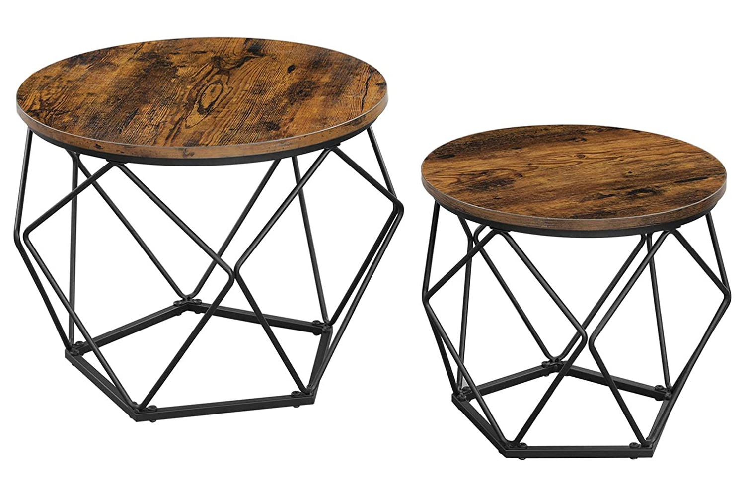 Vasagle Side Table | Set of 2 | Rustic Brown/Black