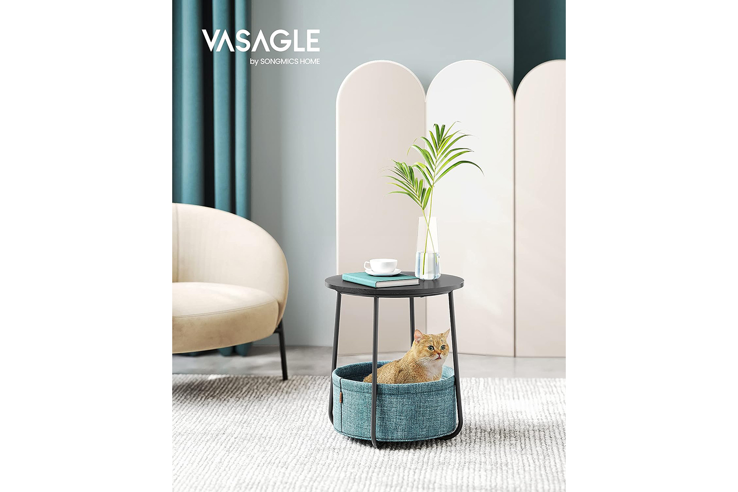 Vasagle Side Table | Ebony Black/Slate Grey