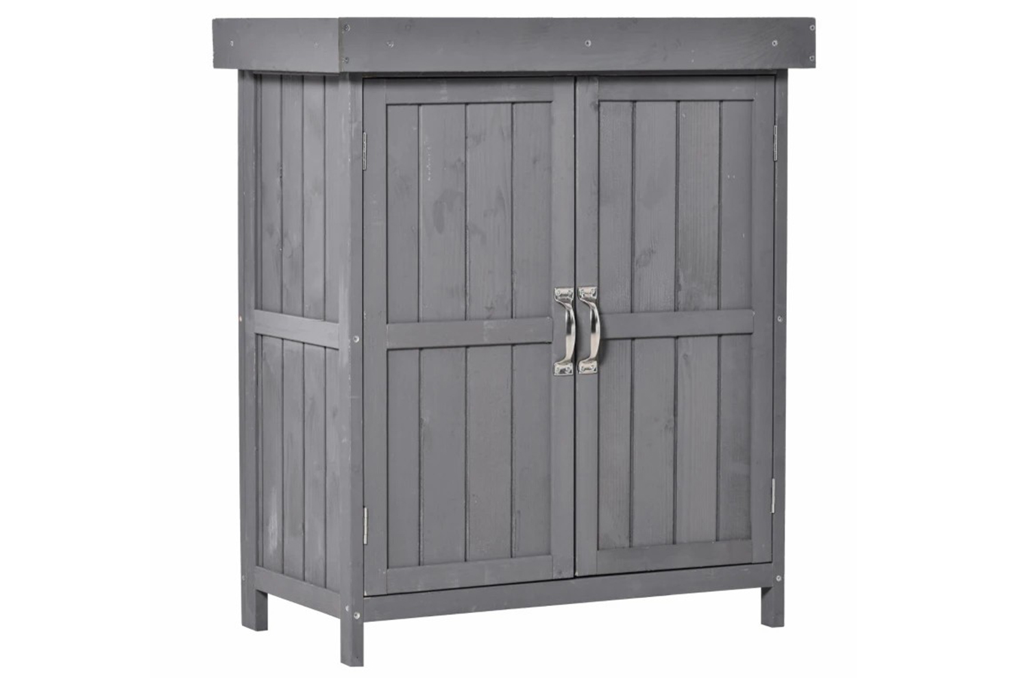 Outsunny Outdoor Garden Storage Shed with Shelf Hinged Roof | Grey