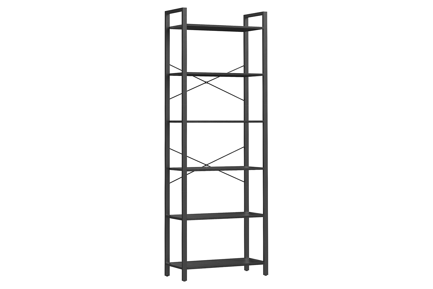 Vasagle Tall Bookshelf | 6 Shelves | Ebony Black/Ink Black