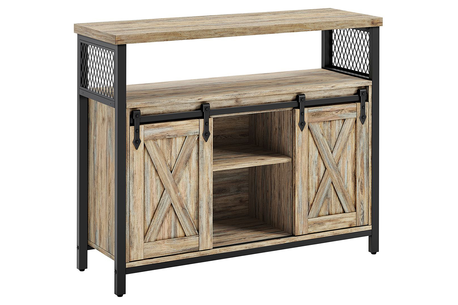 Vasagle Sideboard with 2 Sliding Barn Doors | Turquoise Brown/Ink Black