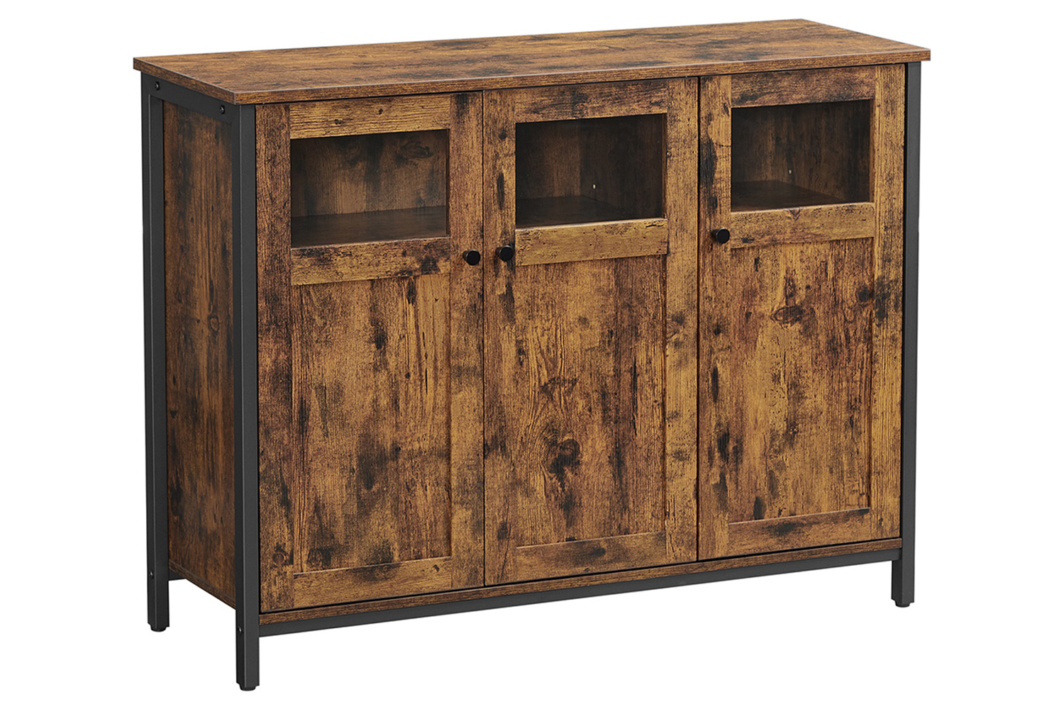 Vasagle Sideboard with Glass Doors | Vintage Brown & Black