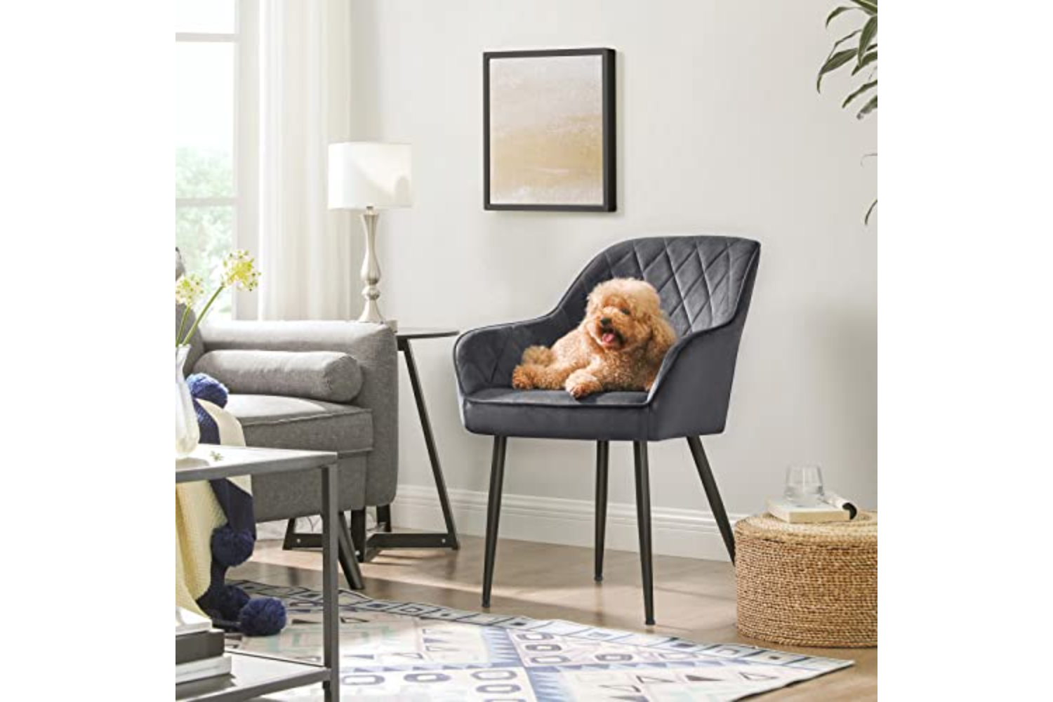 Songmics Carver Dining Chairs | Velvet | Grey | Set of 4