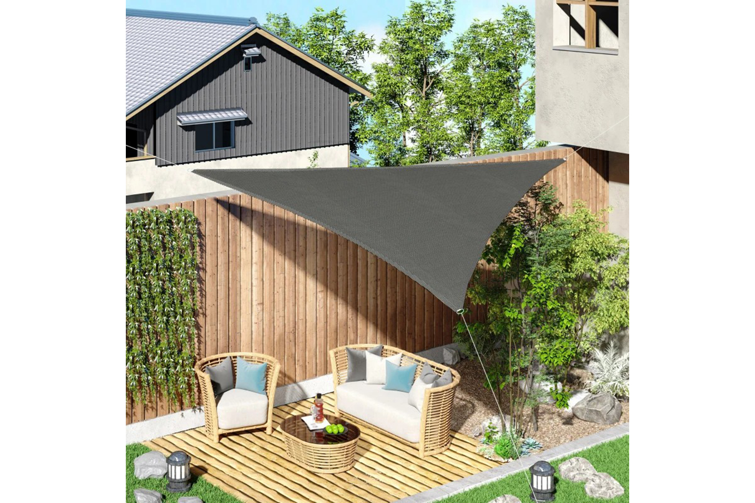 Outsunny Triangle Sun Shade Sail | Charcoal Grey