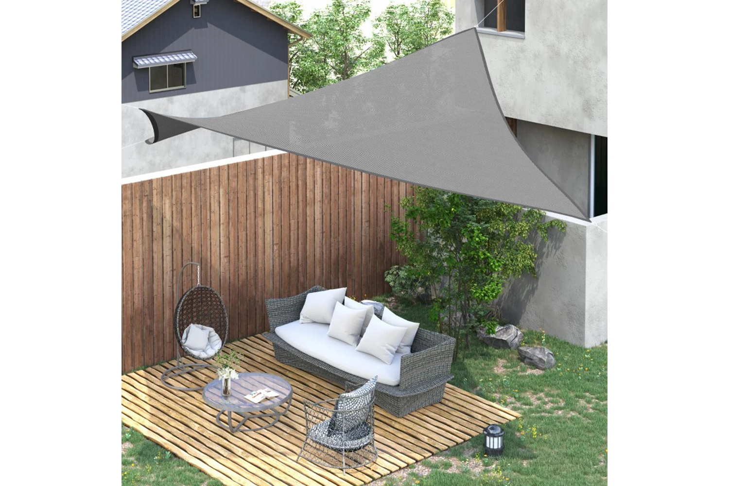 Outsunny Rectangle Sun Shade Sail | Charcoal Grey