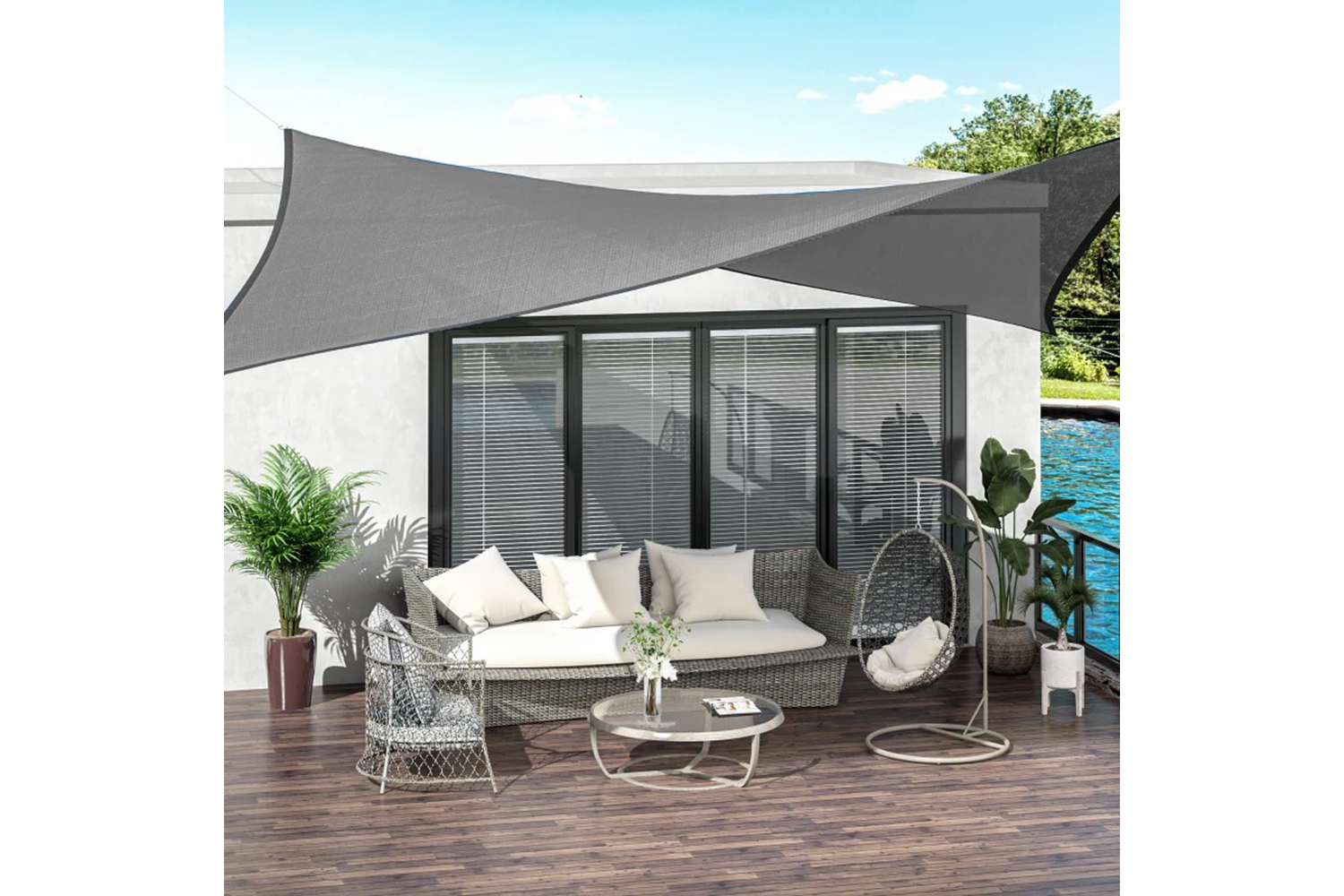 Outsunny Rectangle Sun Shade Sail | Charcoal Grey
