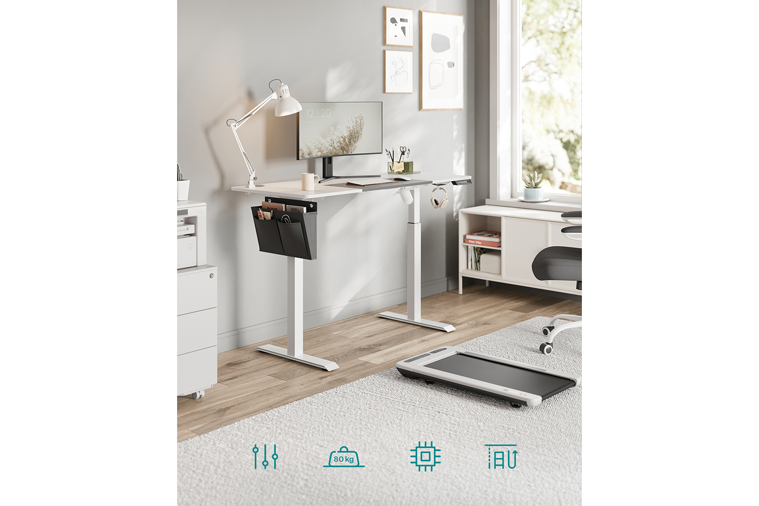 Songmics Height Adjustable Electric Desk | Basic White/Dove Gray