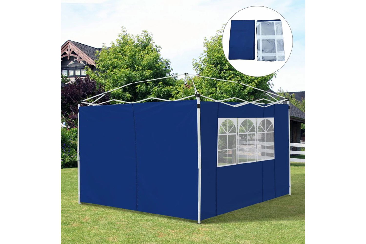 Outsunny 3m Gazebo Exchangeable Side Panel Wall with Window | Blue