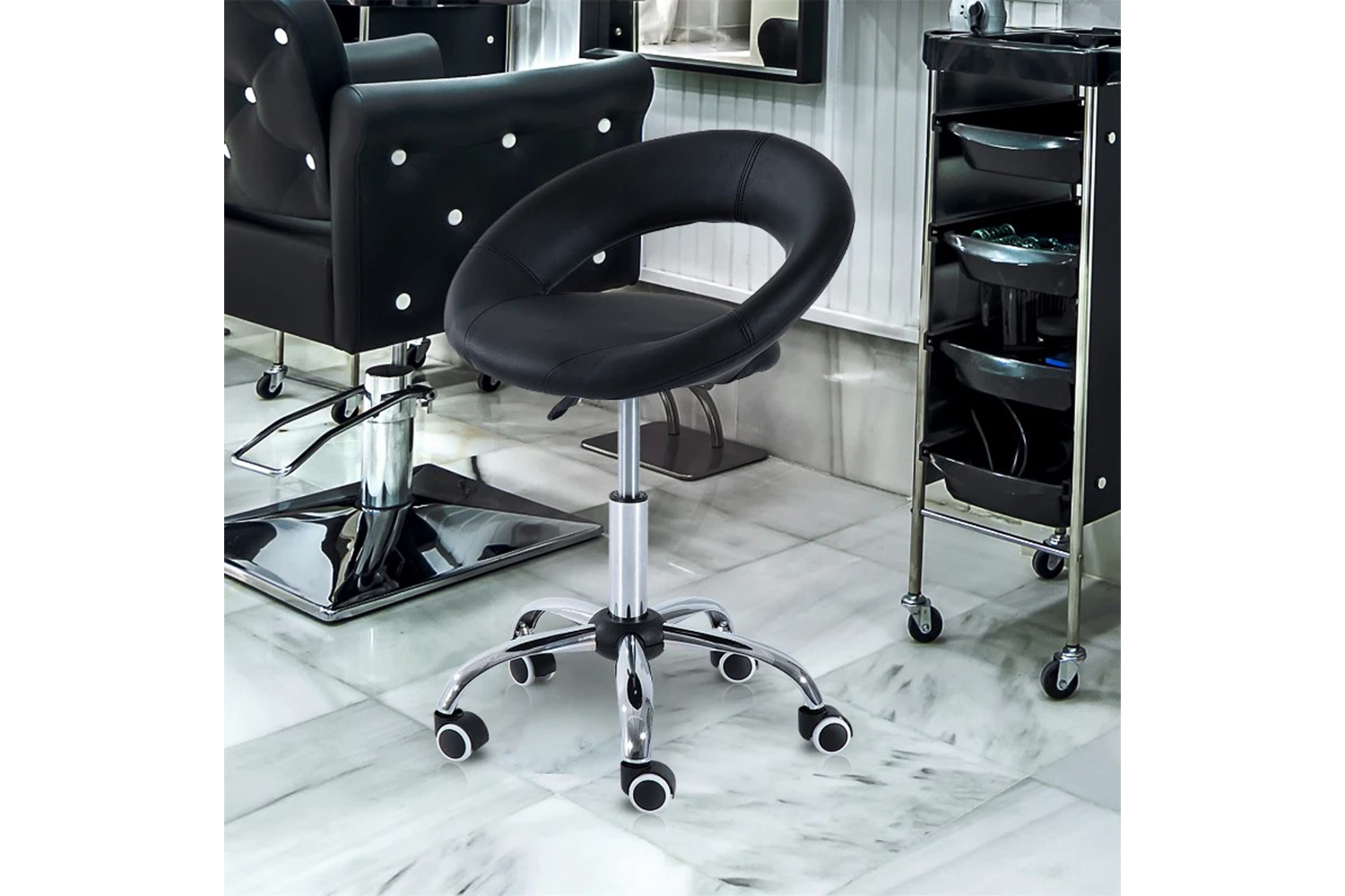 Homcom Beauty Stool with Adjustable Height | Black