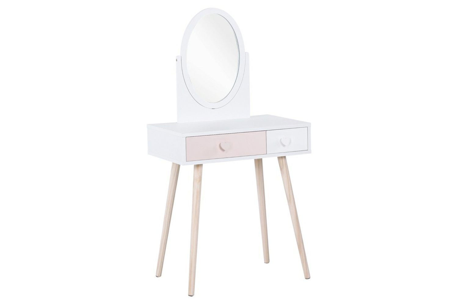 Homcom Kids Dressing Table with Heart-Shaped Handles | White
