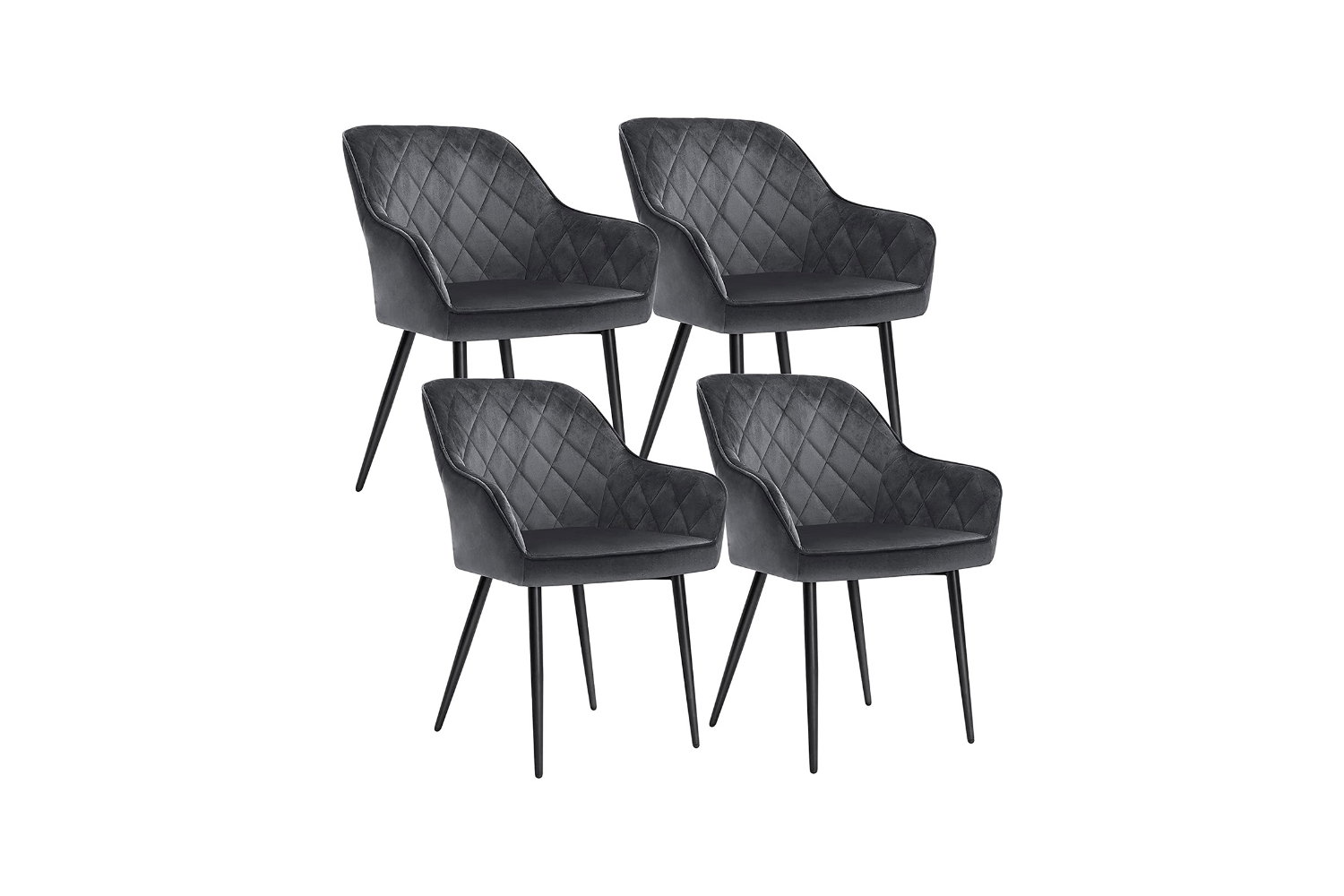 Songmics Carver Dining Chairs | Velvet | Grey | Set of 4