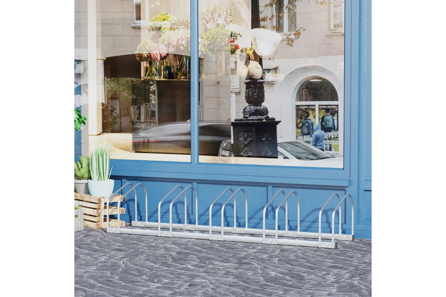 Homcom Bike Floor Stand with 5 Racks | Silver