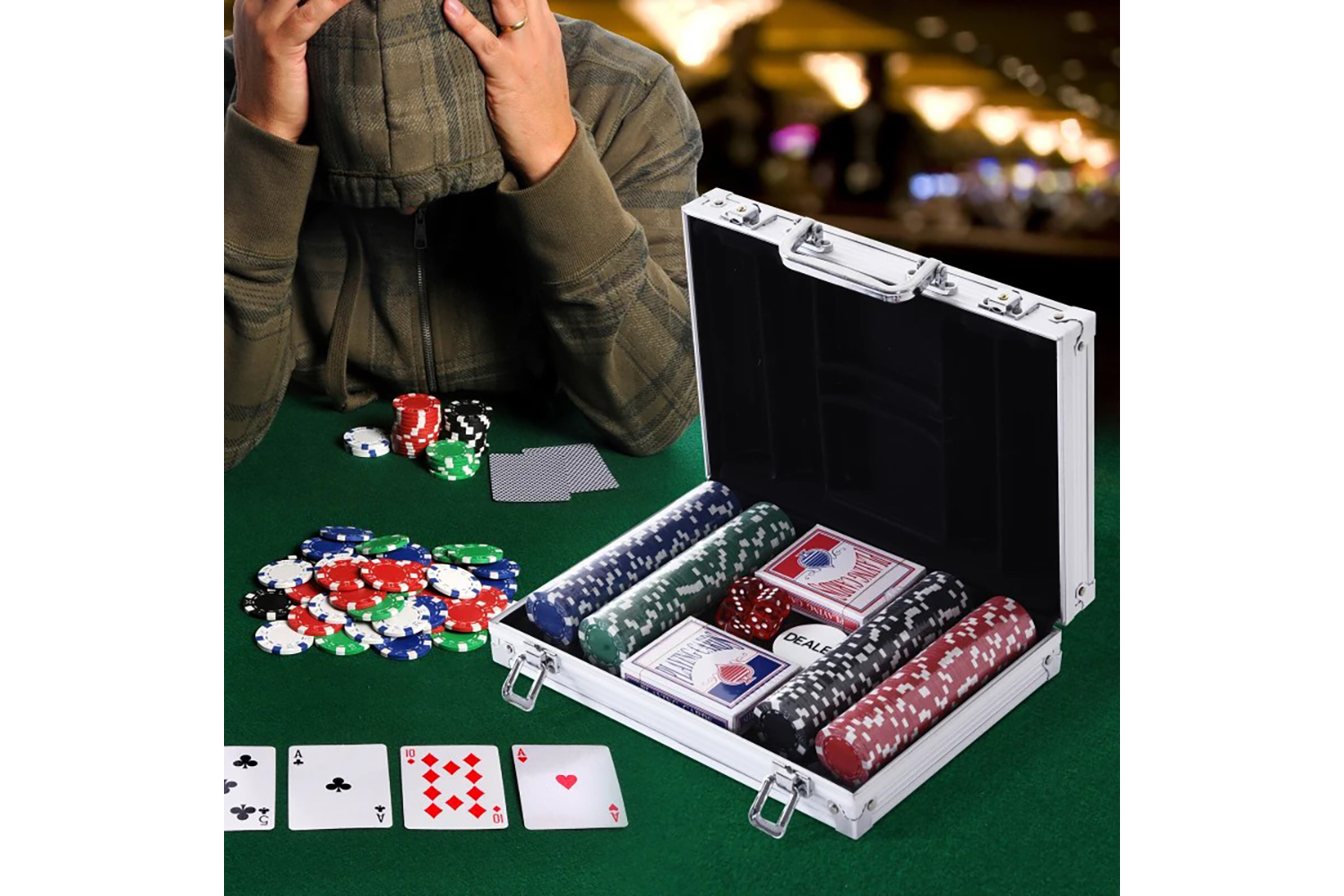 Homcom Complete Poker Chips Set with Lockable Aluminum Case