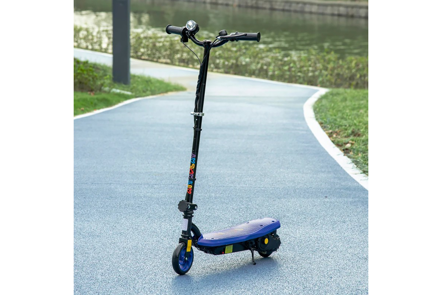 Homcom Foldable Childrens Electric Scooter with LED Headlight | Blue