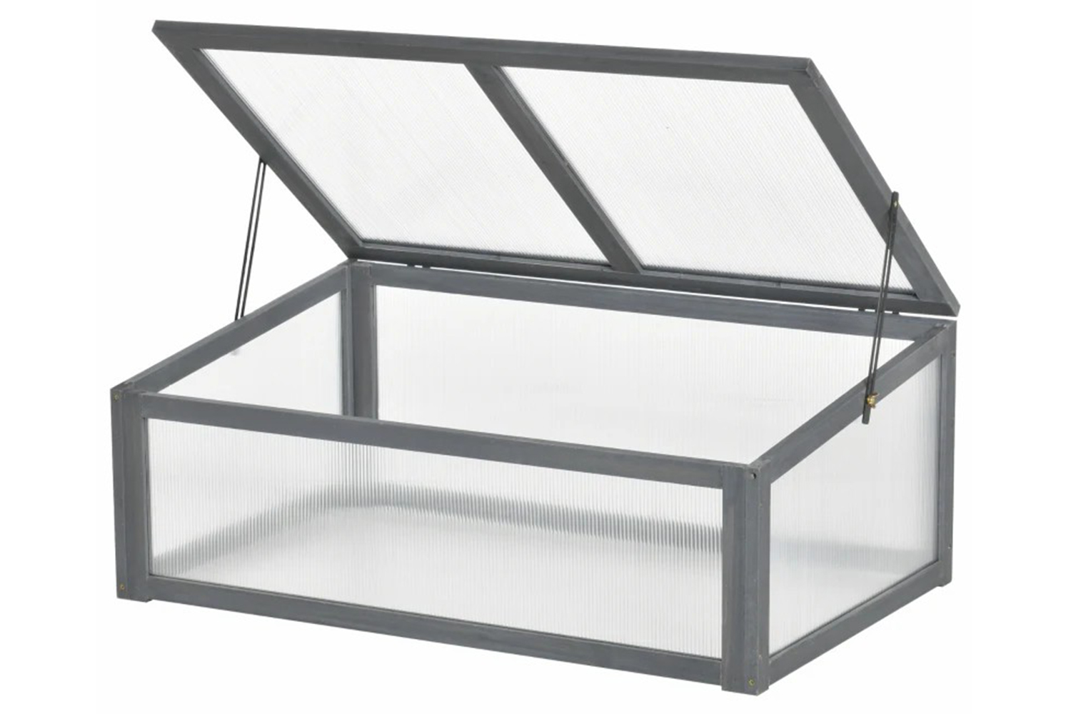 Outsunny Square Wooden Outdoor Greenhouse with Openable Cover | Grey