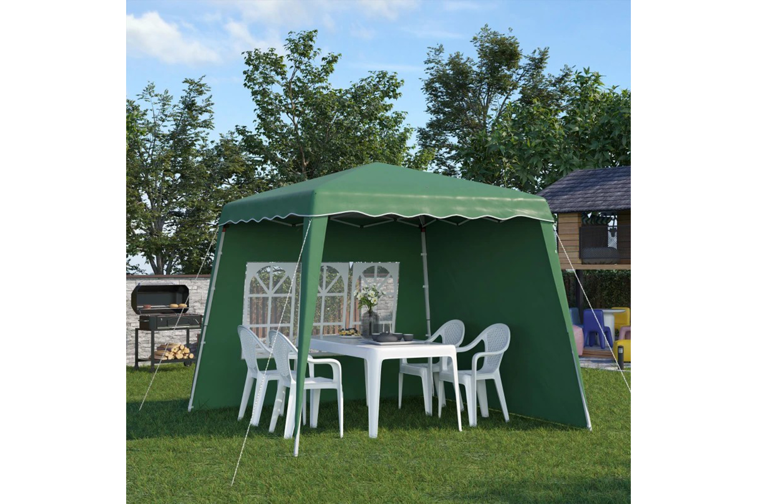 Outsunny 84c-411v00dg - Pop Up Canopy With Inclined Legs