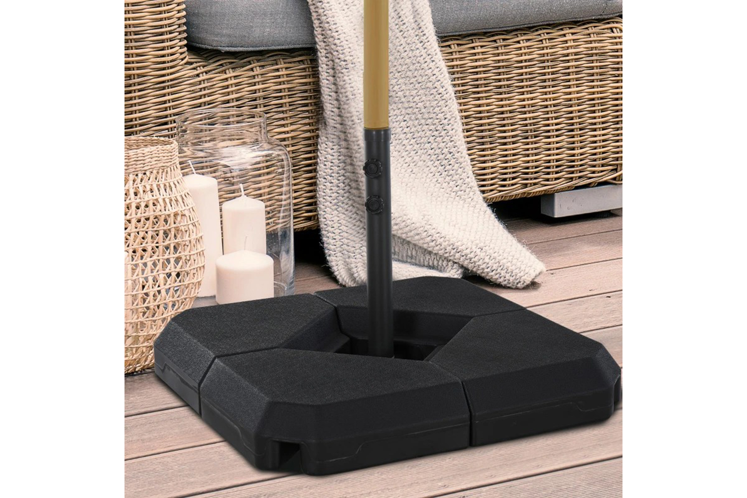 Outsunny HDPE 4 Part Umbrella Base Set | Black