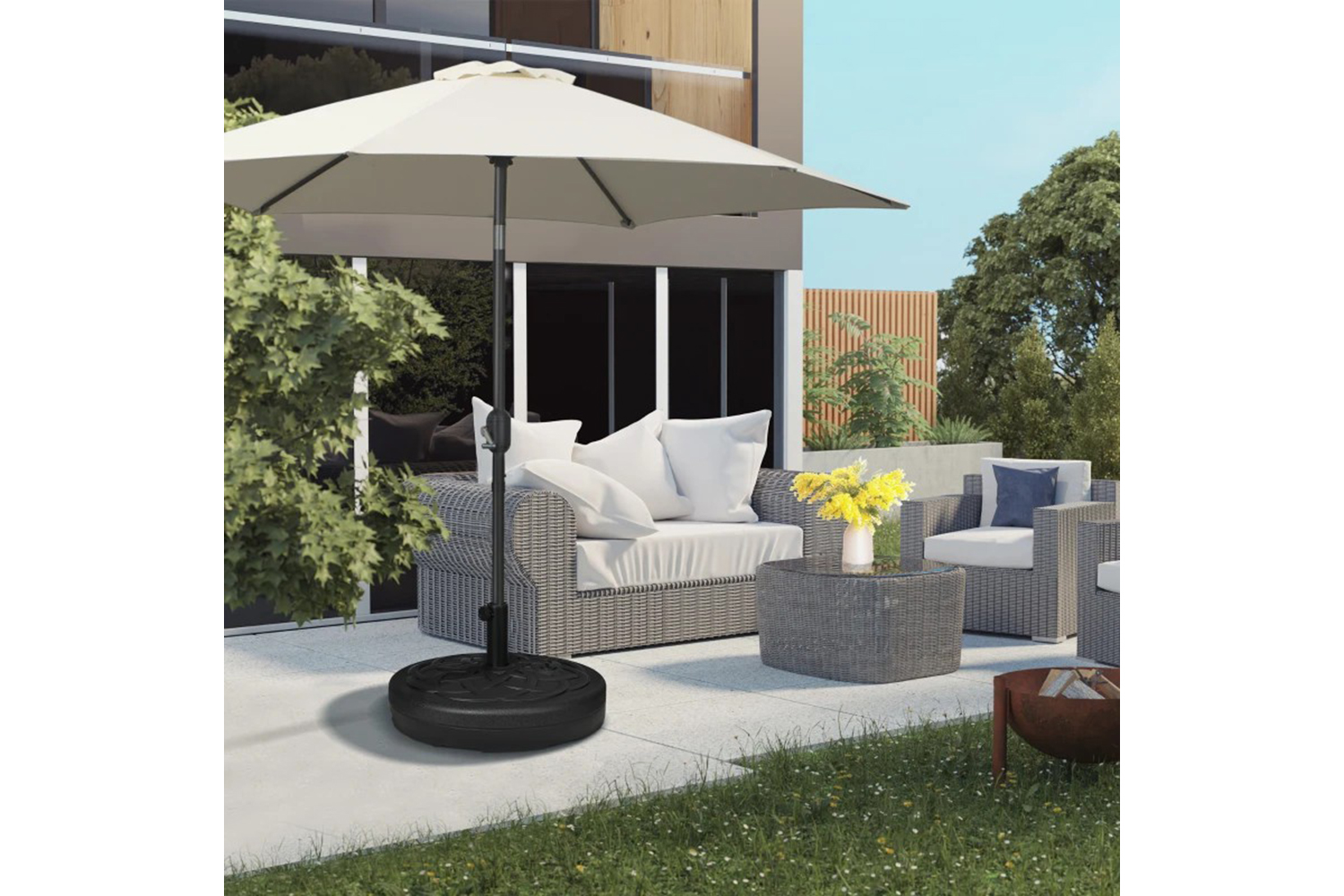 Outsunny Garden Parasol Umbrella Stand | Black