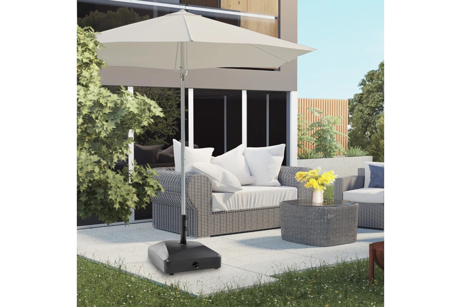 Outsunny Garden Parasol Base Umbrella Stand | Black