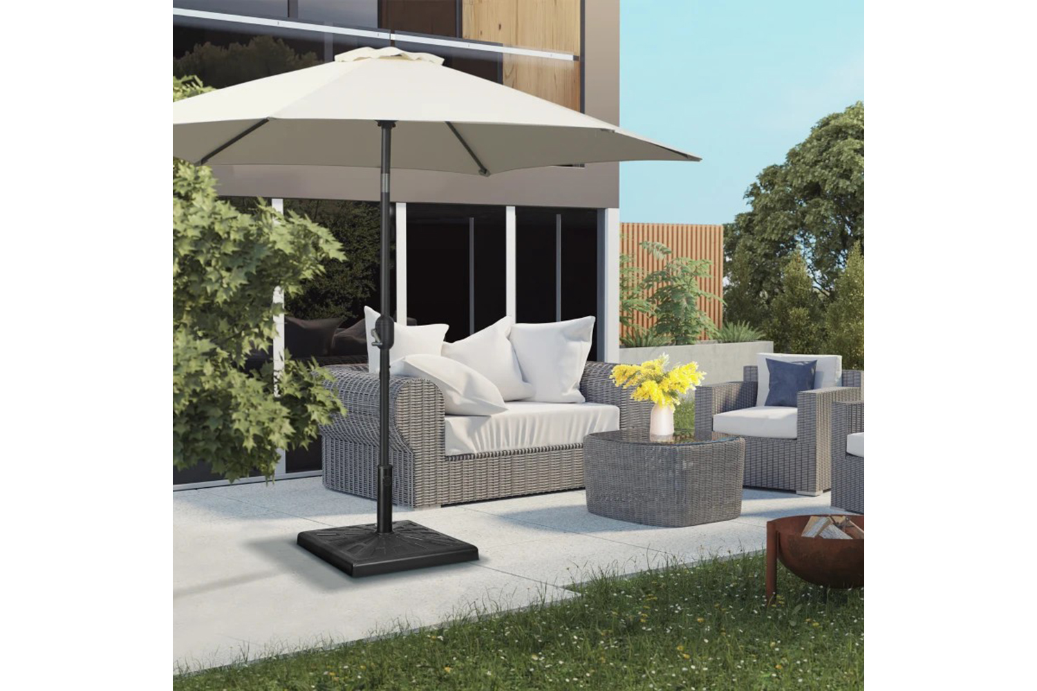 Outsunny Resin Garden Parasol Base Umbrella Stand | Black