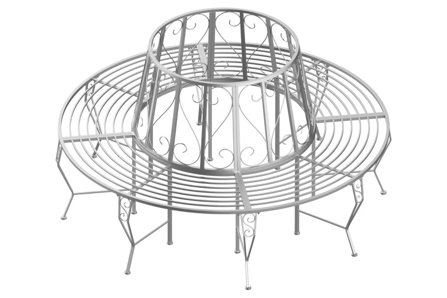 Outsunny Round Tree Seat Bench | Metallic Grey