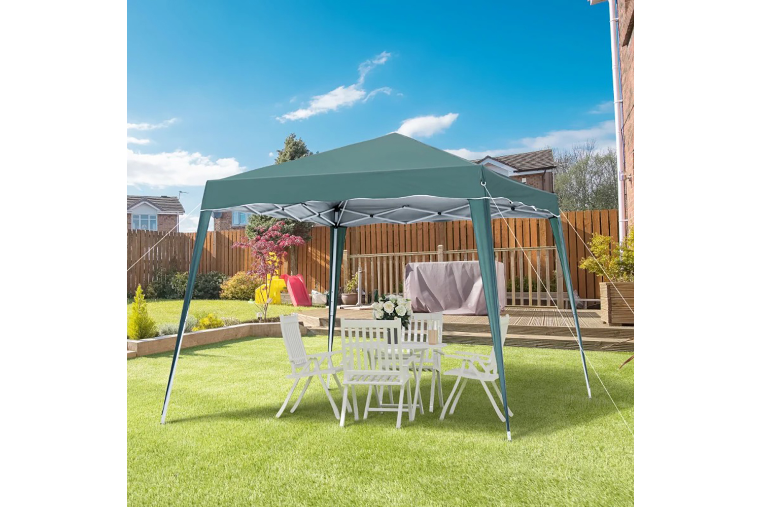 Outsunny 84c-075gn - Pop Up Canopy With Inclined Legs