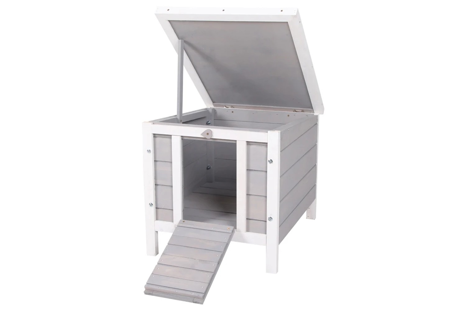 PawHut Wooden Rabbit Hutch | Grey