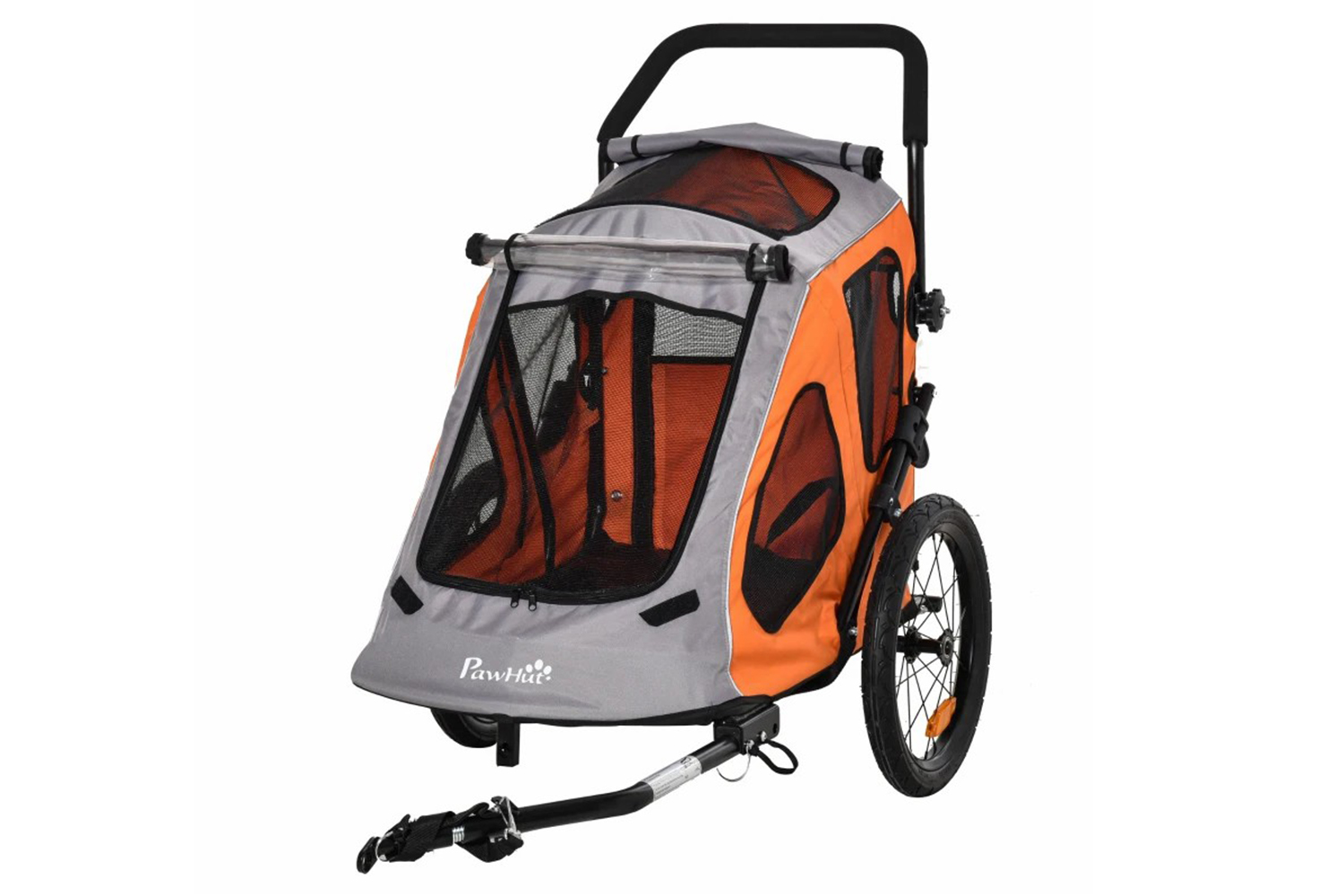 PawHut 2-in-1 Dog Bike Trailer Pet Carrier Stroller | Multicolour