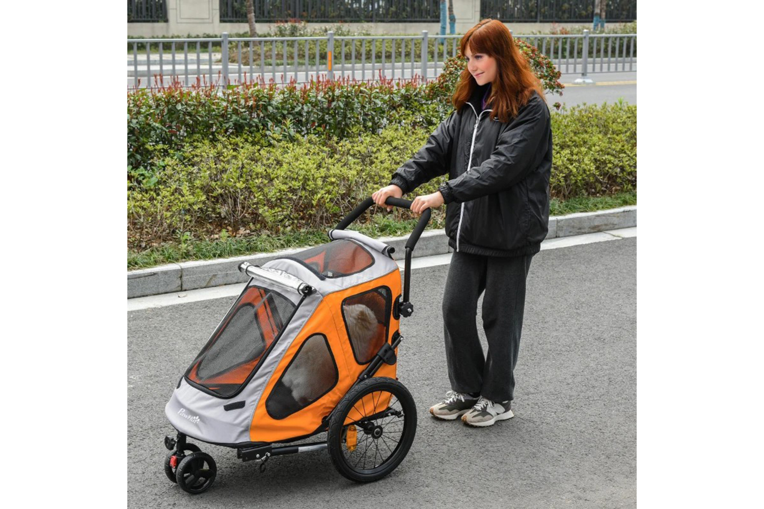 PawHut 2-in-1 Dog Bike Trailer Pet Carrier Stroller | Multicolour