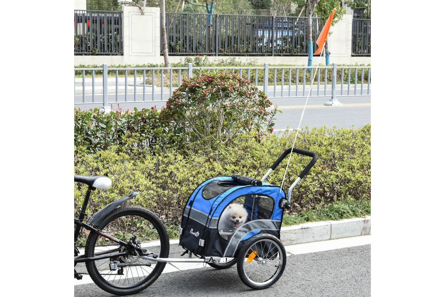 PawHut 2-in-1 Dog Bike Trailer Pet Stroller Carrier | Multicolour