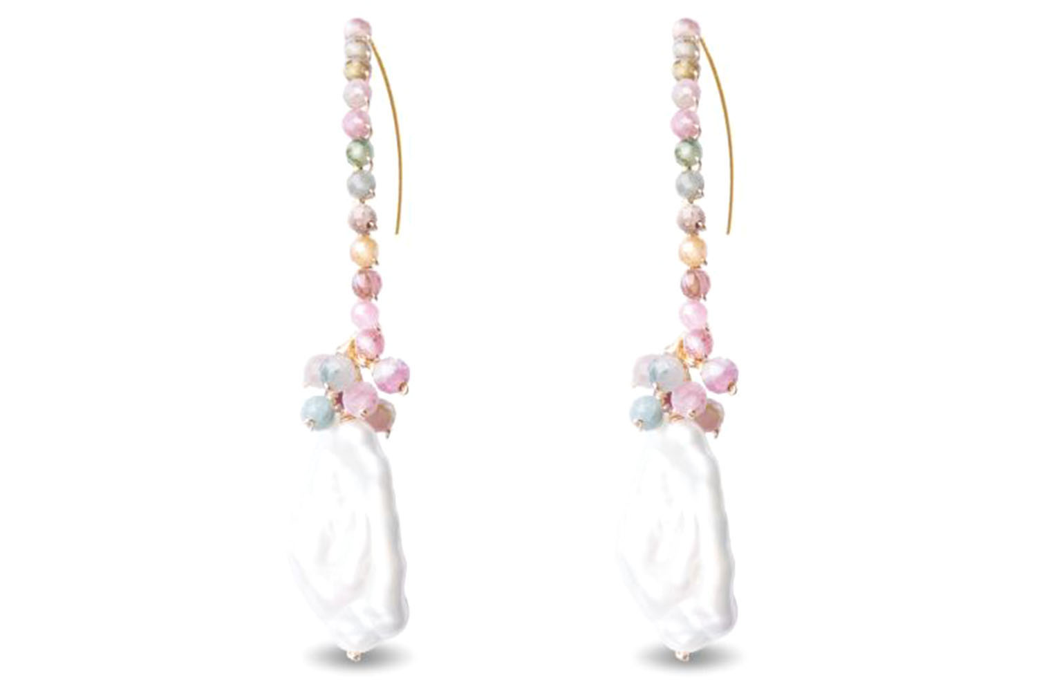 Luxenter Ysna Earrings | Dangling Coloured Stones Mixed With White Pearl