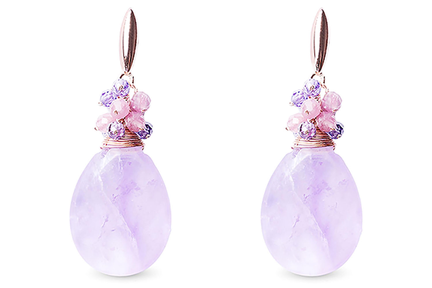 Luxenter Ghaki Earrings | Sterling Silver Dangling Natural Amethyst Stone Earrings