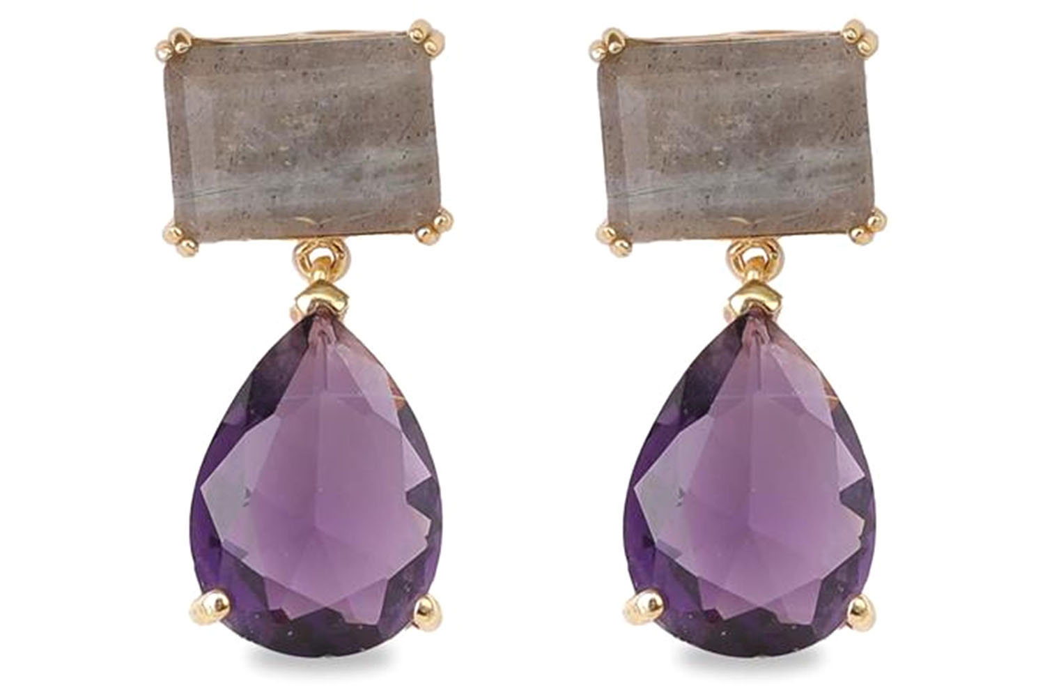 Luxenter Skre Earrings | Gold Droplet Earrings with Pink Gemstone