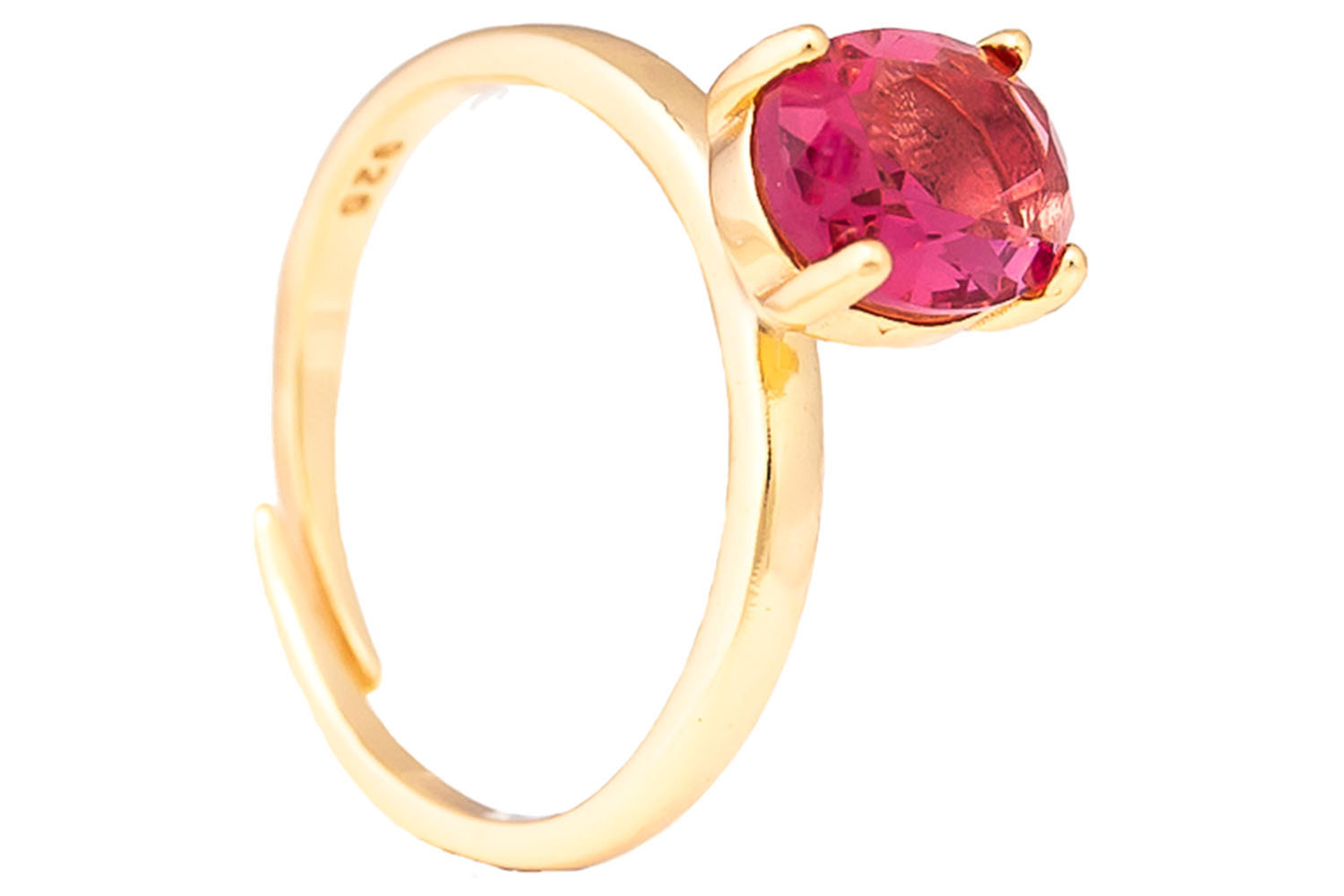 Luxenter Jilac Silver Ring | Gold Plated Ring With Ruby Stone