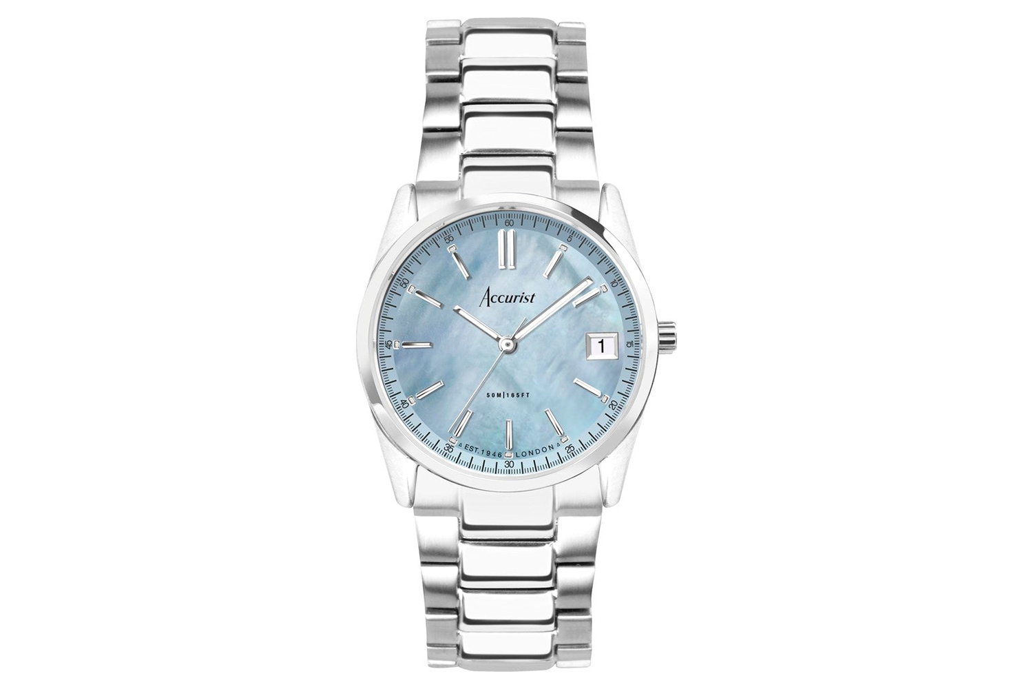 Accurist Everyday Ladies Watch | Silver Case & Stainless Steel Bracelet with Blue Dial | 30mm