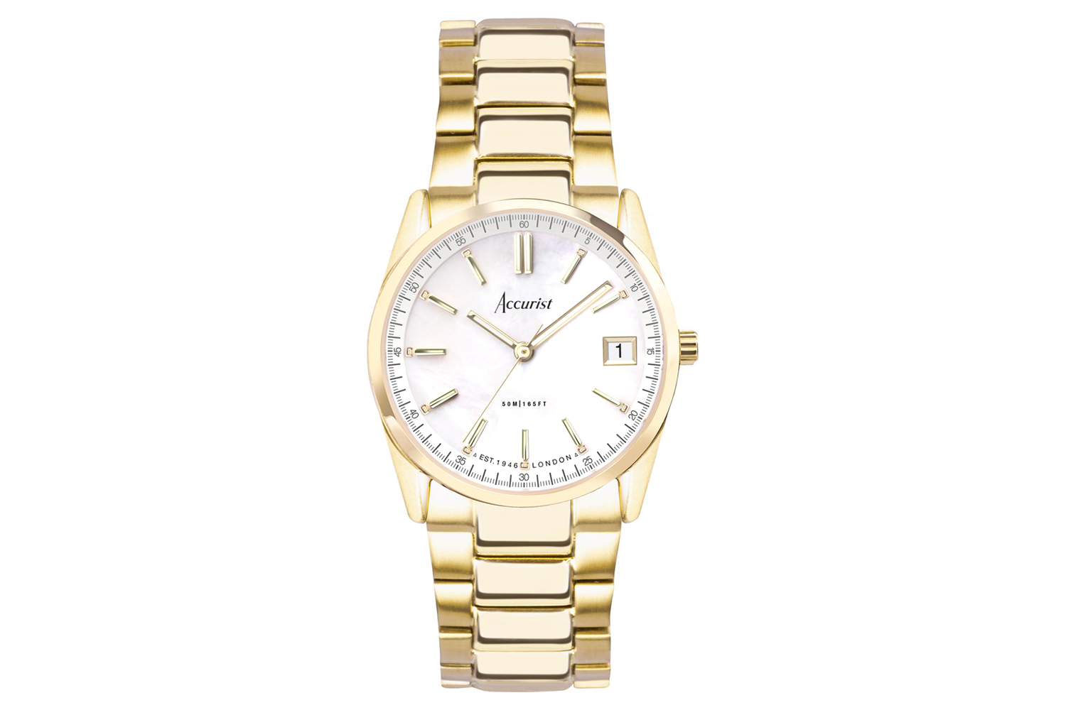 Accurist Everyday Ladies Watch | Gold Case & Stainless Steel Bracelet with White Dial | 30mm