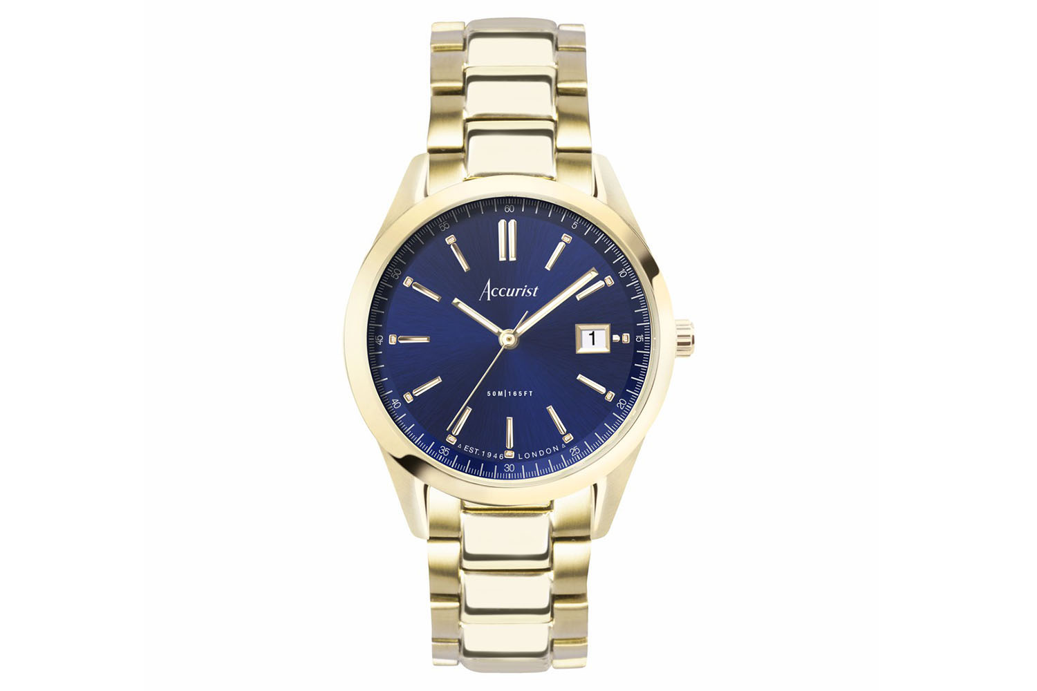 Accurist Everyday Men's Watch | Gold Case & Stainless Steel Bracelet with Oxford Blue Dial | 40mm