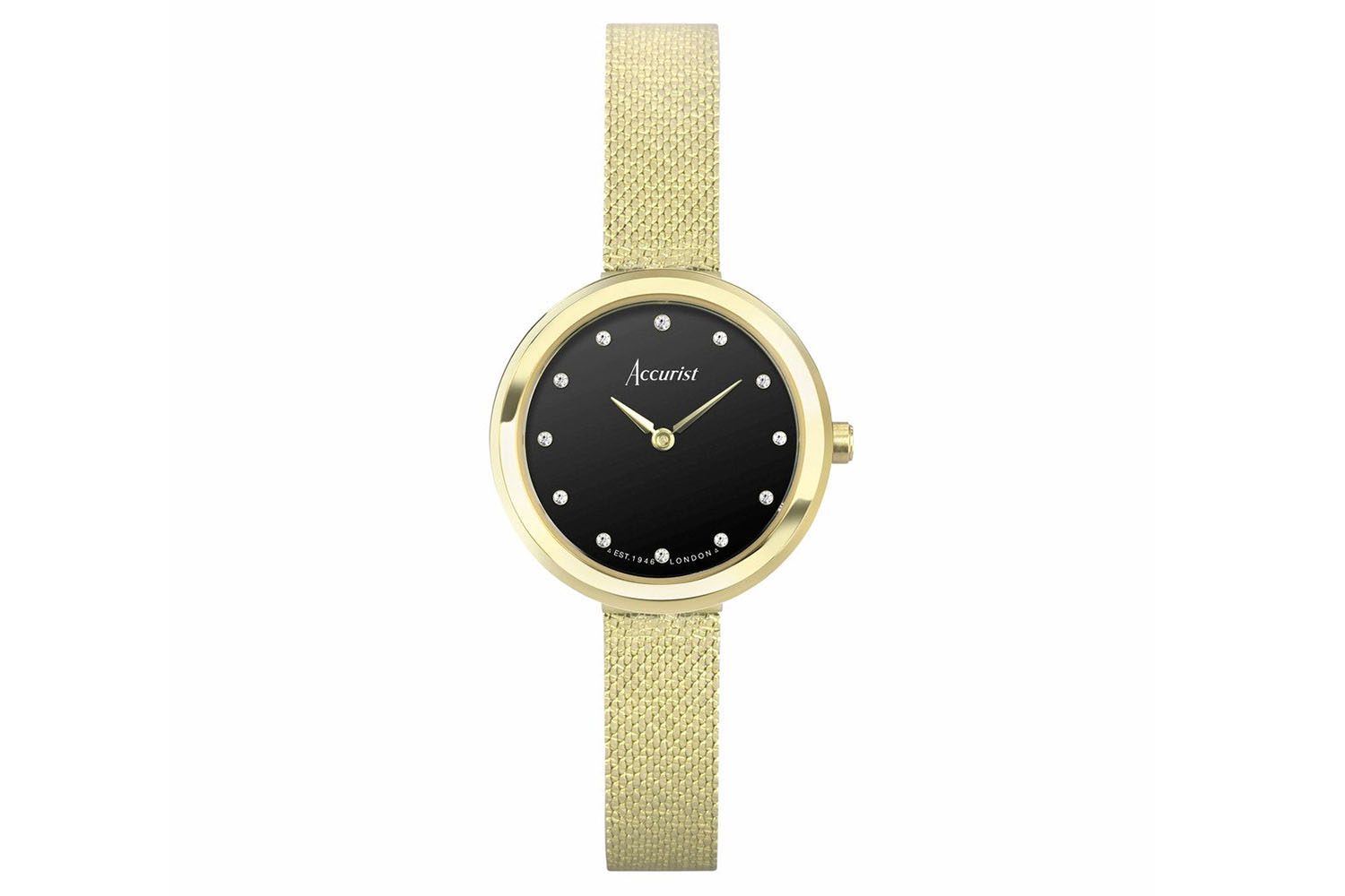 Accurist Jewellery Ladies Watch | Gold Case & Stainless Steel Bracelet with Black Onyx Dial | 28mm