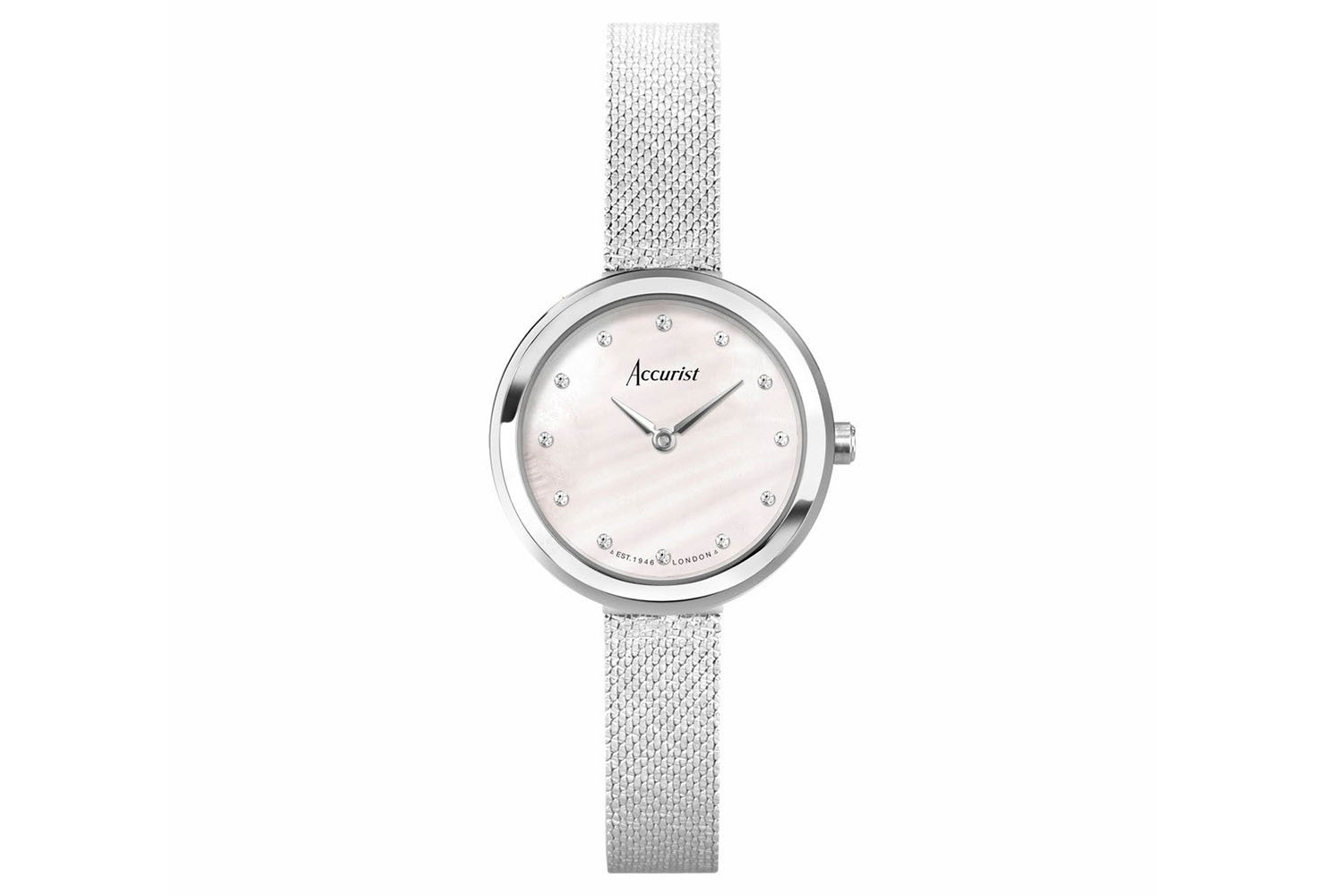 Accurist Jewellery Ladies Watch | Silver Case & Stainless Steel Bracelet with White Dial | 28mm