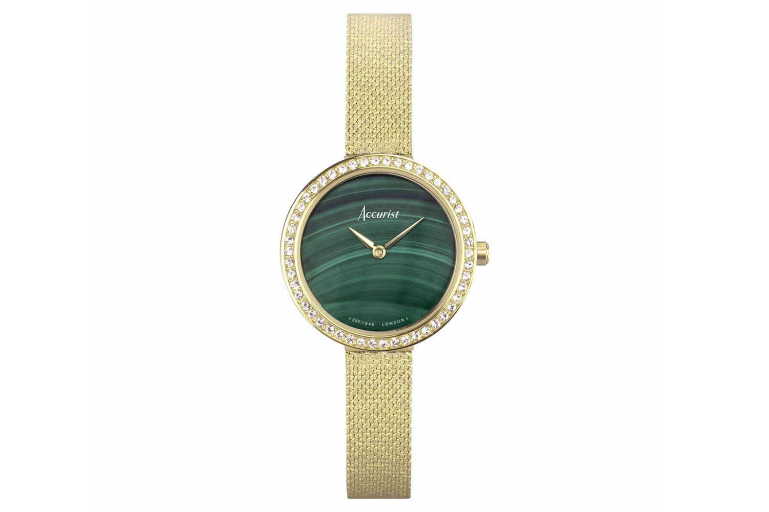 Accurist Jewellery Ladies Watch | Gold Case & Stainless Steel Bracelet with Green Malachite Dial | 28mm