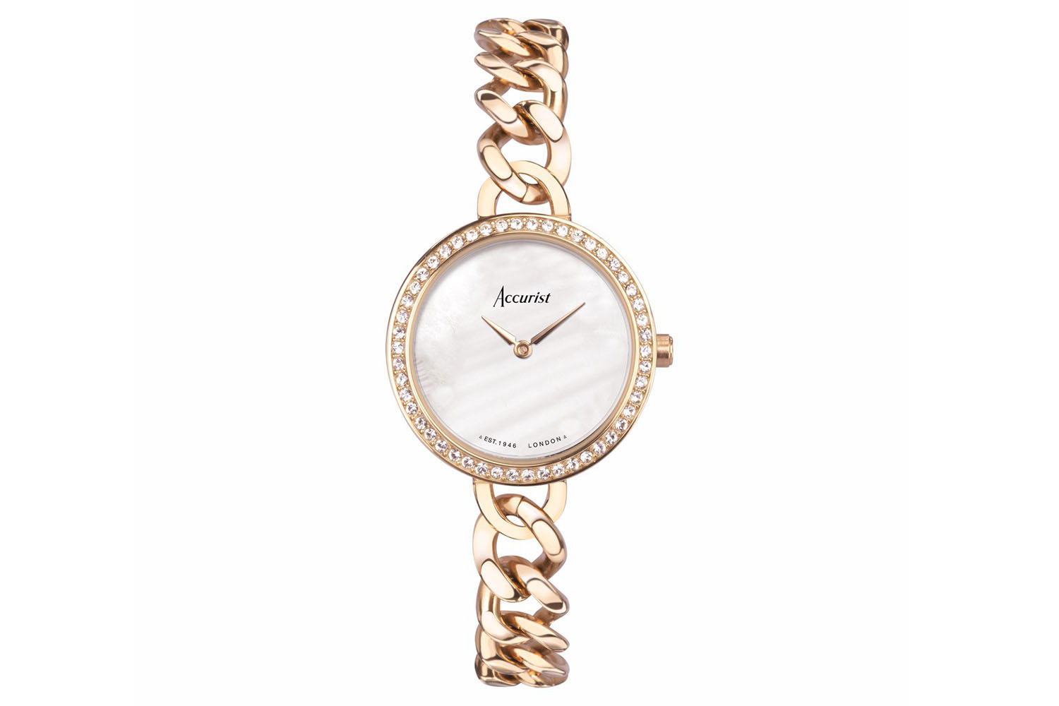 Accurist Jewellery Ladies Watch | Rose Gold Case & Stainless Steel Bracelet with White Dial | 28mm