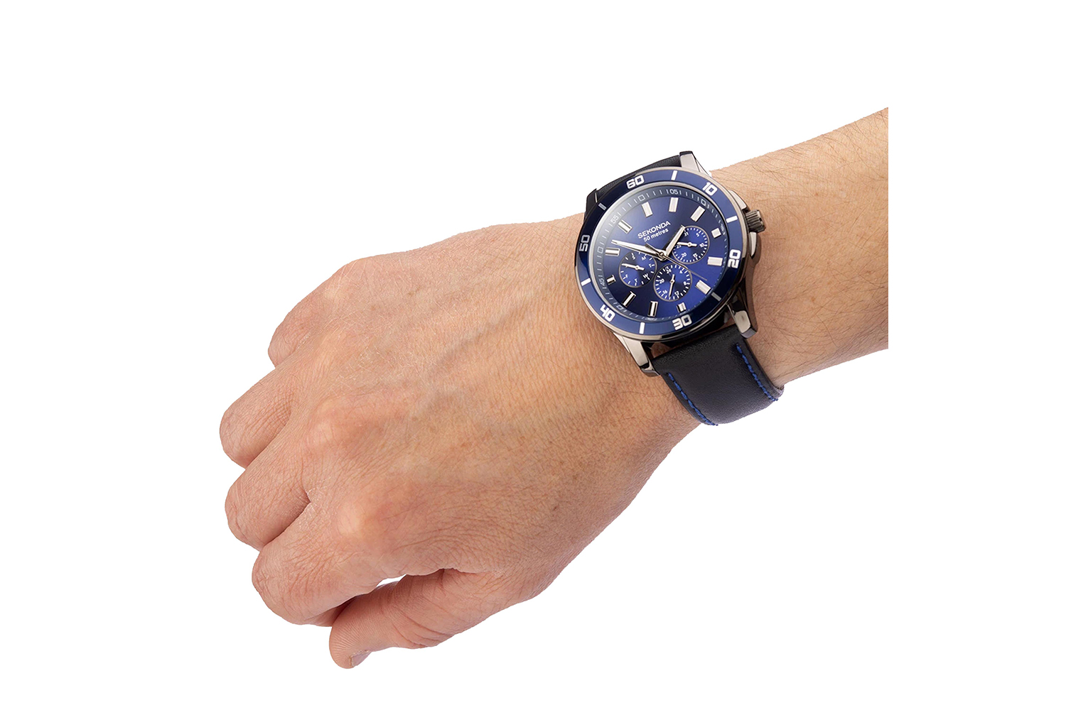 Sekonda Sports Mens Leather Strap Watch | Gun Metal