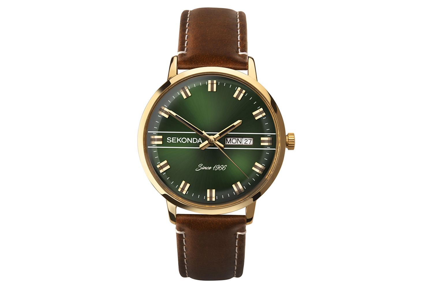 Sekonda Originals Mens Leather Strap Watch | Gold/Brown